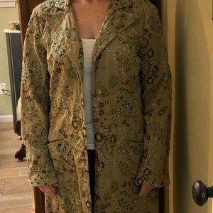 Johnny Was Tan/Olive Jacket with Embroidery-Multi-Color